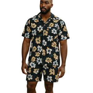 King Size Men’s Cabana Set Hawaiian Camp Shirt and Shorts Size 2X